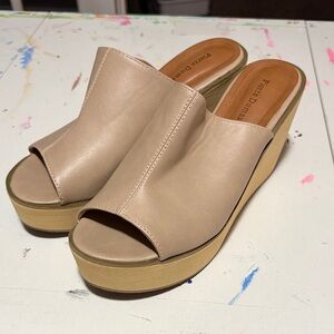 Pierre Dumas Beige and Light Brown Wedge Mules